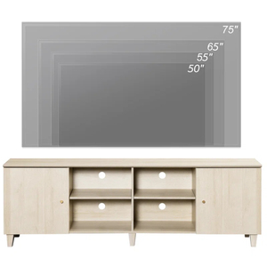 ISO9001 Factory Wholesale Simple Design TV <b>Cabinet</b> with Solid Wood Legs, Living Room Furniture Unit in Light Oak Color - Product Image 3