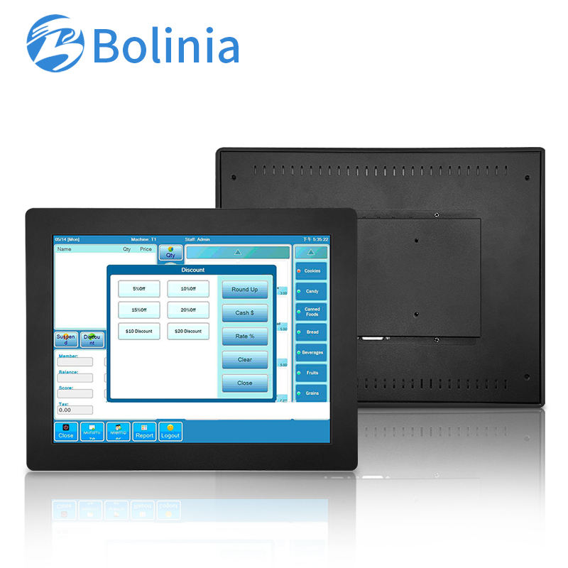 15 Inch Metal Embedded Touch Square Screen Industrial Monitor with Touch Display VESA Wall Mounted HD Monitor
