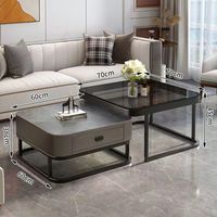 Ensemble de tables basses carrées nordiques en ardoise, style luxe léger, moderne et simple, pour salon, combinaison créative pour la maison