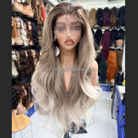 Perruque Lace Front Body Wave 32 pouces 13x4 Transparente Sans Colle Base Soie Ligne de Cheveux Naturelle Résistante à la Chaleur Synthétique