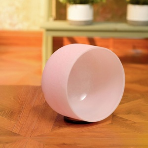 Pembe buzlu 6-12 inç 432hz kuvars kristal şarkı söyleyen kase 7 adet çakra seti CDEFGAB not bej taşıma çantası ile - Product Image 4