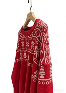 Suéter de Cuello Redondo con Diseño de Copos de Nieve Rojos para Mujer, OEM/ODM - Product Image 3