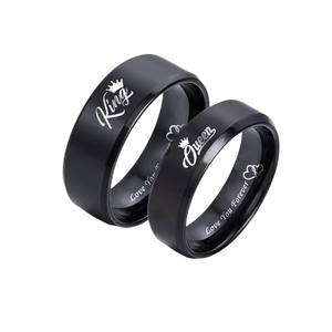 Anneaux de couple classiques en acier inoxydable, design populaire, anneaux de mariage roi et reine, couronne, cadeau d'anniversaire, bijoux - Product Image 1