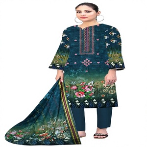 Trajes de césped bordados Salwar Kameez paquistaníes de marca para adultos cosidos indios listos para usar para niñas venta completa - Product Image 1