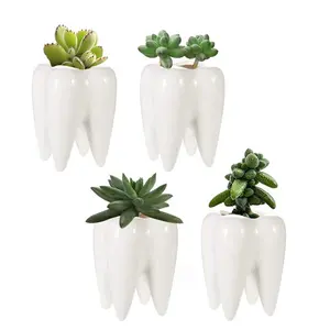Mini Succulent Pot Lucu Kaktus Tanaman Wadah Gigi Pot Keramik untuk Dekorasi Rumah Kreatif Pen/Pemegang Sikat Gigi