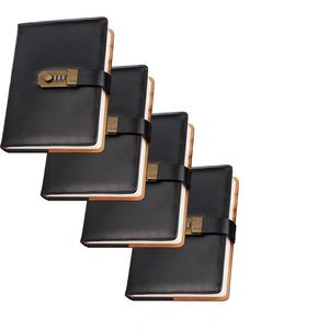 Designed Address Book Style Password Protection <b>Spiral</b> <b>Bound</b> A3 PU Leather <b>Notebook</b> Embossed Cover Logo 80 Sheets Promotional - Product Image 1