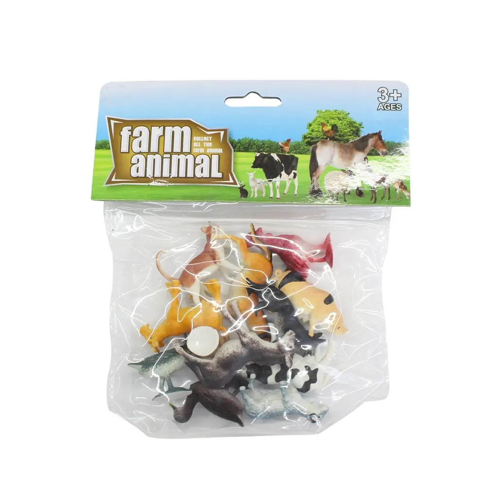 Divertido juego de plástico mini juguete de animales de granja