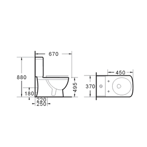 Baño Inodoros altos de cerámica de dos piezas para discapacitados - Product Image 6