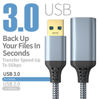 Nuevo Cable de Extensión USB 3.0 Trenzado de 0.5M-5M Macho/Hembra de Carga Rápida para iOS, Cámara, Teclado de Computadora 2026