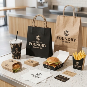 Juego de Envases de Comida Rápida Impresos Personalizados, Cajas y Bolsas Desechables de Papel Kraft para Hamburguesas y Papas Fritas, Envoltorios para Restaurantes de Comida para Llevar - Product Image 6