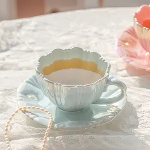 Petal Shaped Ceramic Coffee Cup Set