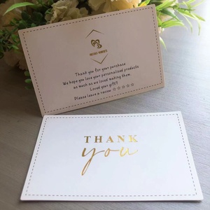 Imballaggio biglietto di auguri regalo personalizzato grazie carta bianca mini grazie per le carte shopping personalizzate con logo in lamina d'oro - Product Image 6
