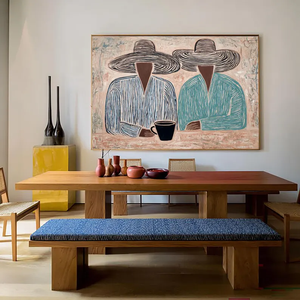 Opere <span class=keywords><strong>d</strong></span>'<span class=keywords><strong>Arte</strong></span> Realistiche con Doppio Ritratto, Dipinti a Olio Minimalisti Ecologici su Tela per Decorazione <span class=keywords><strong>d</strong></span>'Interni di B&C Art - Product Image 2