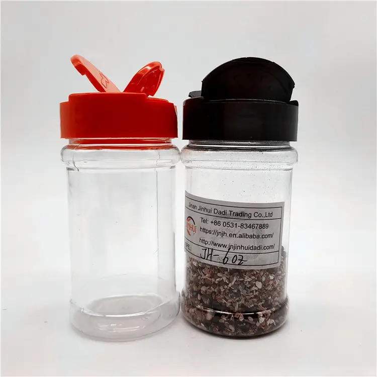 Contenedor de condimentos de plástico para mascotas, botella de especias de plástico con tapas de coctelera