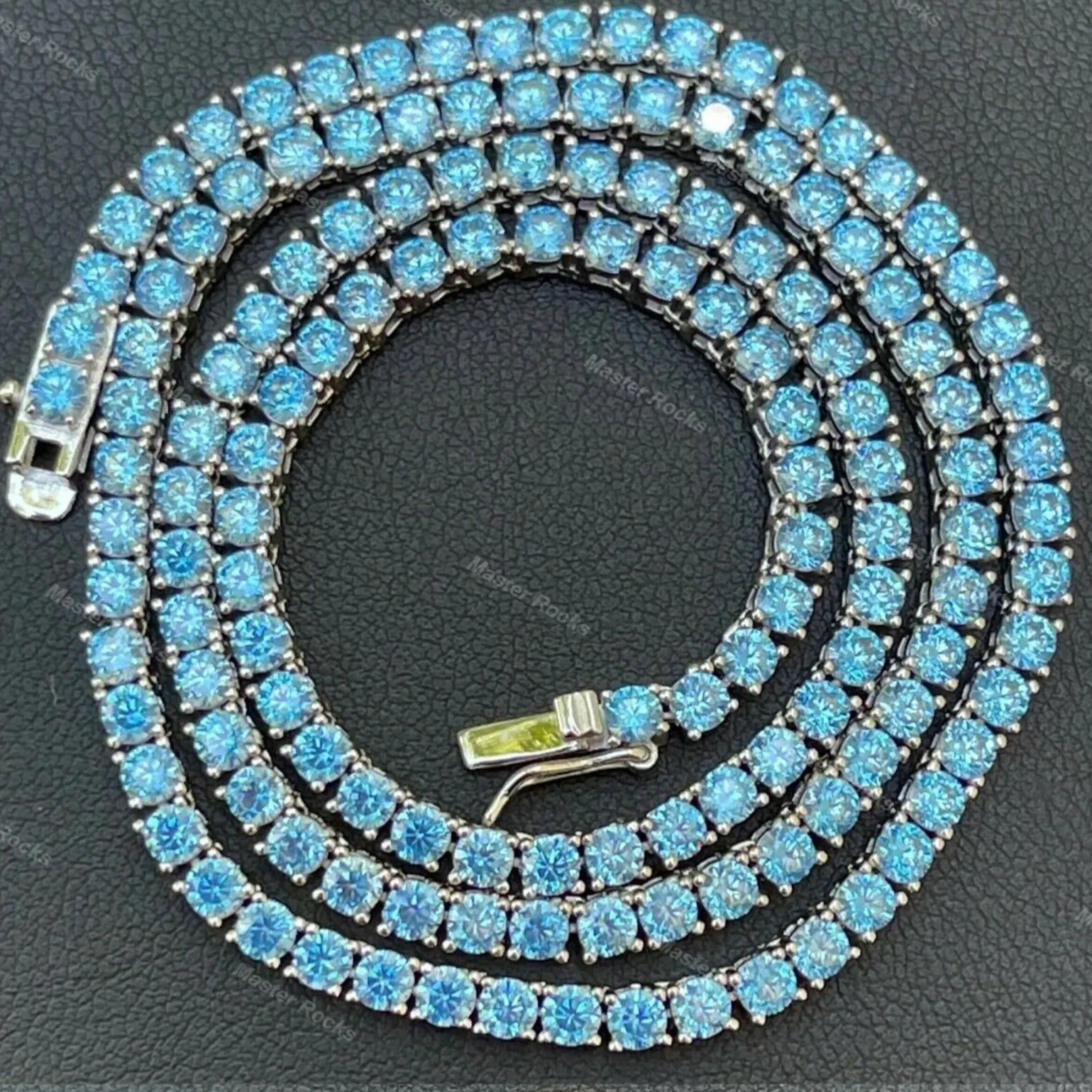 В стиле «хип-хоп» ожерелье в виде цепочки для тенниса 925 Серебряные женские синие Муассанит теннис ожерелье 4 мм диаманта Bling теннис цепи хип хоп для мужчин
