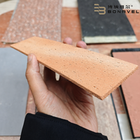 Revêtement mural en pierre flexible ultra-mince, type brique fendue, terracotta pêche cuit au four, pour revêtement de façade extérieur et intérieur, OEM