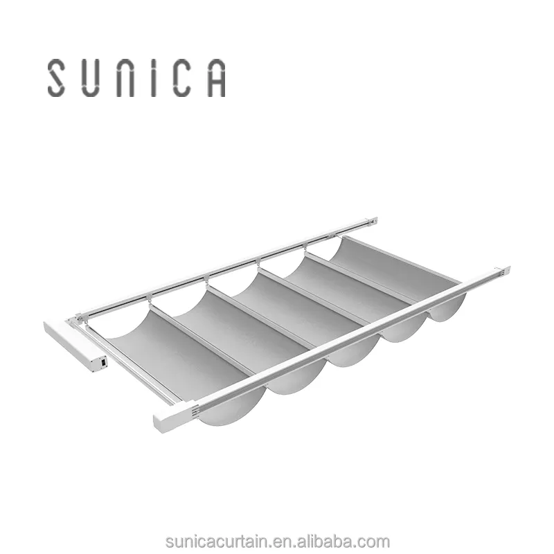 Sunica 공장 맞춤형 우수한 품질의 조명 제어 채광창 블라인드 유리 지붕 캐노피 개폐식 차양