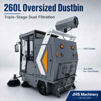LM-W2200 Nouvelle balayeuse autoportée à double ventilateur, double vibration et double filtre, avec batterie 48V 100Ah, pour le nettoyage des bâtiments de fonderie