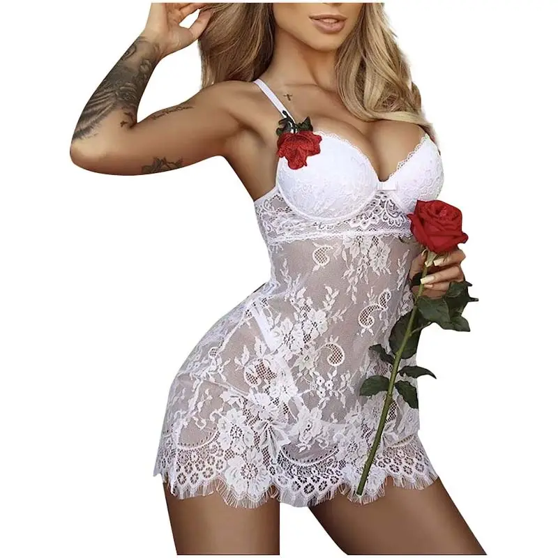 Women Sling Lace Mini Chemise Deep V Teddy Underwear female sexy nightdress WSCS-007