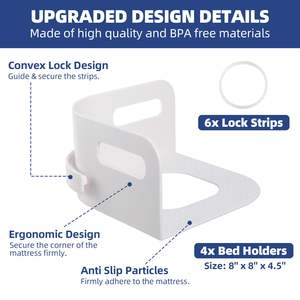 Sangles de maintien pour draps de lit avec anneaux en silicone fixes, pour maintenir les draps bien en place et étirés, sans outil, pour draps ajustés. - Product Image 4