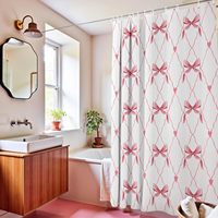 Unique Style Pink Shower <strong>Curtain</strong> 100% Polyester Fabric Plain with Rustproof Grommets Waterproof Washable 12 Hooks