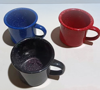 Tasses à café en céramique émaillées créatives rétro colorées à pois noirs et blancs épaissis, personnalisables avec logo, pour pique-nique, voyage en extérieur et fêtes