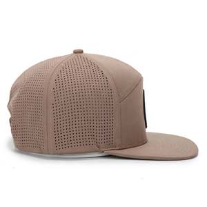 Oem Wholesale Custom Rubber Patch Logo Sports <b>Hat</b> 7 Panel <b>Flat</b> Brim Gorras High Quality Polyester Laser Cut Hole Snapback <b>Cap</b> - Product Image 4
