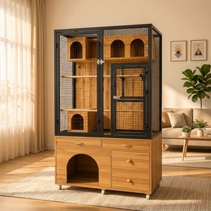 Cage à oiseaux en bois et verre de grande taille, directement de l'usine, pour l'élevage de perroquets, la volière pour pigeons, la boîte à nids, l'utilisation en animalerie, hôtel pour animaux, villa. - Product Image 4