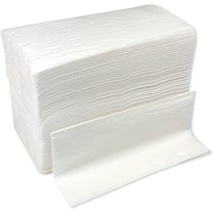 Serviettes de table jetables GEN 2 plis, 37 cm x 42 cm, douces, blanches, imprimées, pliées dans un sac - Product Image 1