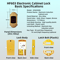 Cerradura de Gabinete RFID HF603SDN con Desbloqueo Independiente y Llave Impermeable, Fácil Configuración para Salón de Belleza, Spa, Almacenamiento, Gabinete de Salón