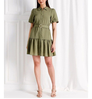 Robe d'été décontractée pour femme, unie, tissée, respirante, avec ceinture naturelle et boutons sur le devant - Conception personnalisée ODM