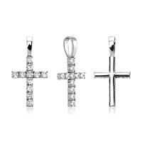 Collier rétro transparent avec zircon croisé 2P22040009, pendentif tendance avec zircone cubique en forme de croix