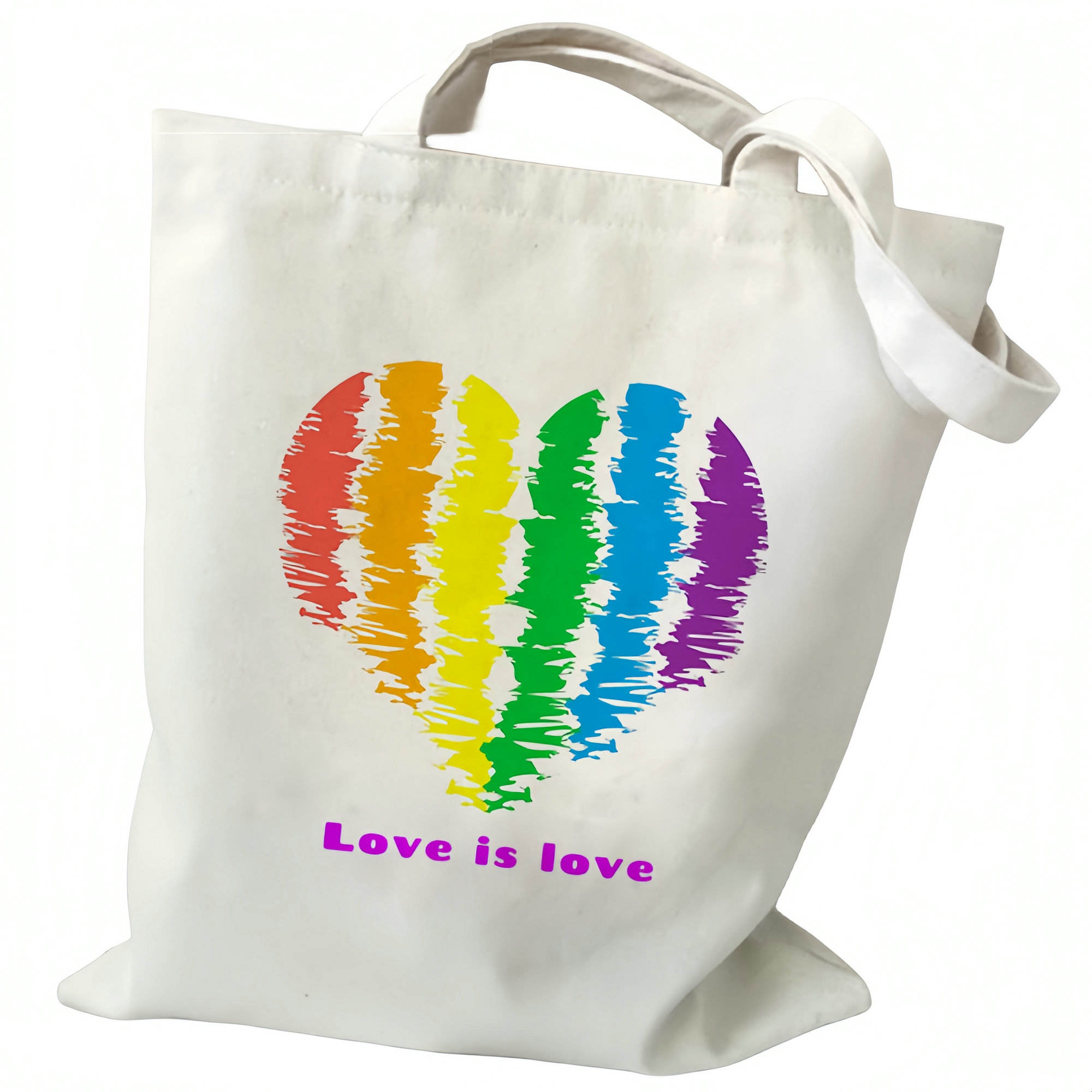 Custom Lgbt Pride Rainbow Flag Shopper Printed Canvas Tote Bag