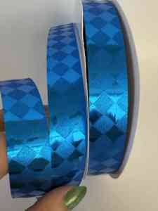 Metallic Embossed Diamond Pattern Ribbon Spool <b>Red</b> Blue Green Gold Silver 22mm Width Gift Wrapping Decorative Ribbon - Product Image 5