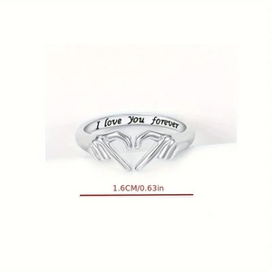Anillo Abierto de Aleación en Forma de Corazón con la Frase 'Te Amo para Siempre', Anillo de Pareja en Oro y Plata, Joyería de Aniversario, Anillos de Moda Unisex - Product Image 2