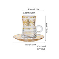 Moyen-Orient turquie créatif Transparent or estampillé décalcomanies 120ml verre café Latte tasse et soucoupe ensemble