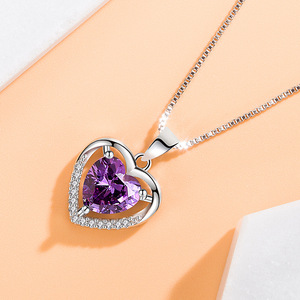 Moda S925 gioielli in argento <span class=keywords><strong>collana</strong></span> <span class=keywords><strong>cuore</strong></span> <span class=keywords><strong>oceano</strong></span> rame placcato argento moda blu regalo anniversario di san valentino - Product Image 4