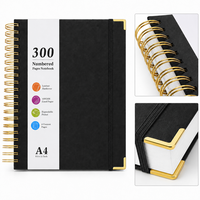 Carnet à spirales personnalisé pour bureau, A4, noir, 150 pages, avec protège-coins métalliques, carnet professionnel, fabrication en usine