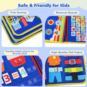 Jouets <span class=keywords><strong>Montessori</strong></span> Busy Board pour les tout-petits de 2, 3 et 4 ans, <span class=keywords><strong>activités</strong></span> d'apprentissage préscolaire avec alphabet, nombres, animaux, jouet de voyage, cadeau - Product Image 4