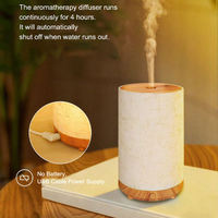 Diffuseur d'arômes ultrasonique en tissu de lin premium à motif bois, veilleuse chaude, humidificateur à brume froide pour chambre, bureau et maison