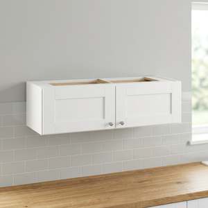White Shaker Style MDF Wall Cabinet with 2 Doors Painted Finish for Modern <b>Kitchen</b> - Product Image 3