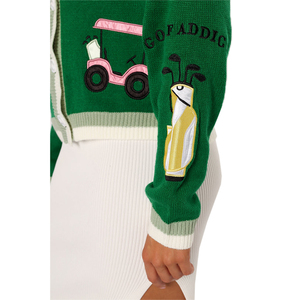 Vente en gros Veste <span class=keywords><strong>femme</strong></span> <span class=keywords><strong>chic</strong></span> douce tendance personnalisée Cardigan brodé en coton jacquard pour sport <span class=keywords><strong>golf</strong></span> Pull pour <span class=keywords><strong>femme</strong></span> - Product Image 4