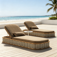 Chaise longue de jardin en rotin tressé de qualité supérieure pour hôtel, resort, patio, piscine, plage, maison d'hôtes, cour et jardin
