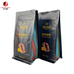 Custom Printed Die Cut Mylar Food Coffee Zipper Stand Up Pouch Ziplock Kraft Paper Packing Eight Side Seal Plastic Packaging Bag