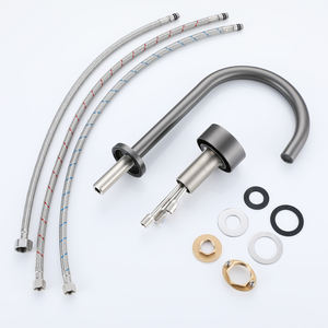 Gun Grey Deck Mount Wasserhahn 2 Löcher Waschbecken Mischbatterie Messing Einhand Heiß und Kalt Waschbecken Wasserhahn - Product Image 5