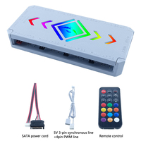 QiuzAim - Concentrador de Ventiladores ARGB Universal de 5V y 3 Pines con 9 Puertos, Controlador de Luces LED con Conector Sata PWM de 4 Pines para Sincronización con la Placa Base de PC