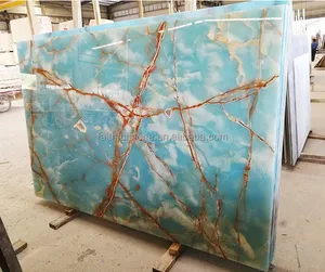 Großhandel Indoor natürlichen Luxus blauen Onyx Marmor Steinplatten Fliesen Arbeits platten