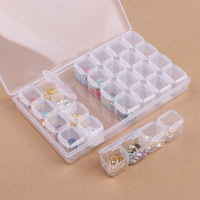 28 fentes en plastique transparent Nail Art boîte de rangement vide strass outils bijoux perles affichage boîte de rangement étui support organisateur