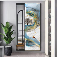 Miroir mural en verre Cerf Doré, Panneau décoratif Scène Naturelle pour Entrée, Salon, Hôtel, Intérieurs Modernes