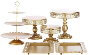 Dreiteiliger Goldener Kuchenständer Hochzeitsdekoration Luxuriöser Kuchenständer Europäische Eisenkunst Dim Sum Teller Dessert-Tisch Hoher Servierteller - Product Image 2